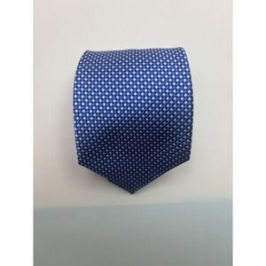 Merona Mens Blue White Micro Check Geometric Classic Necktie